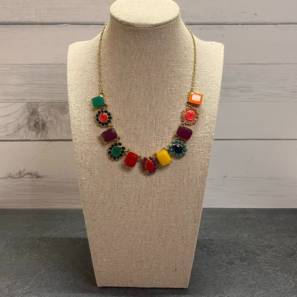 SIGNED Kate Spade Run Around Framed Stone Multicolor Collar Necklace - FLAWS